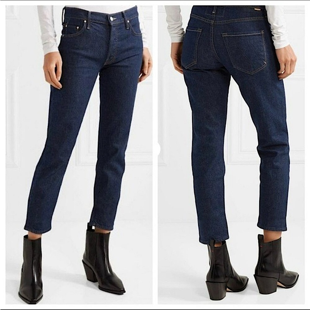 Mother Superior Jeans The Stinger Flood Straight Leg Dark Wash Button Fly 28